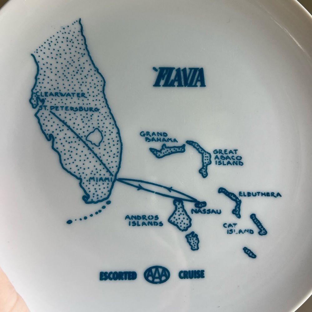 🌊 Vintage Florida to Bahamas AAA Cruise Souvenir Plate – 8” Map Design 🗺️ - Picture 6 of 6
